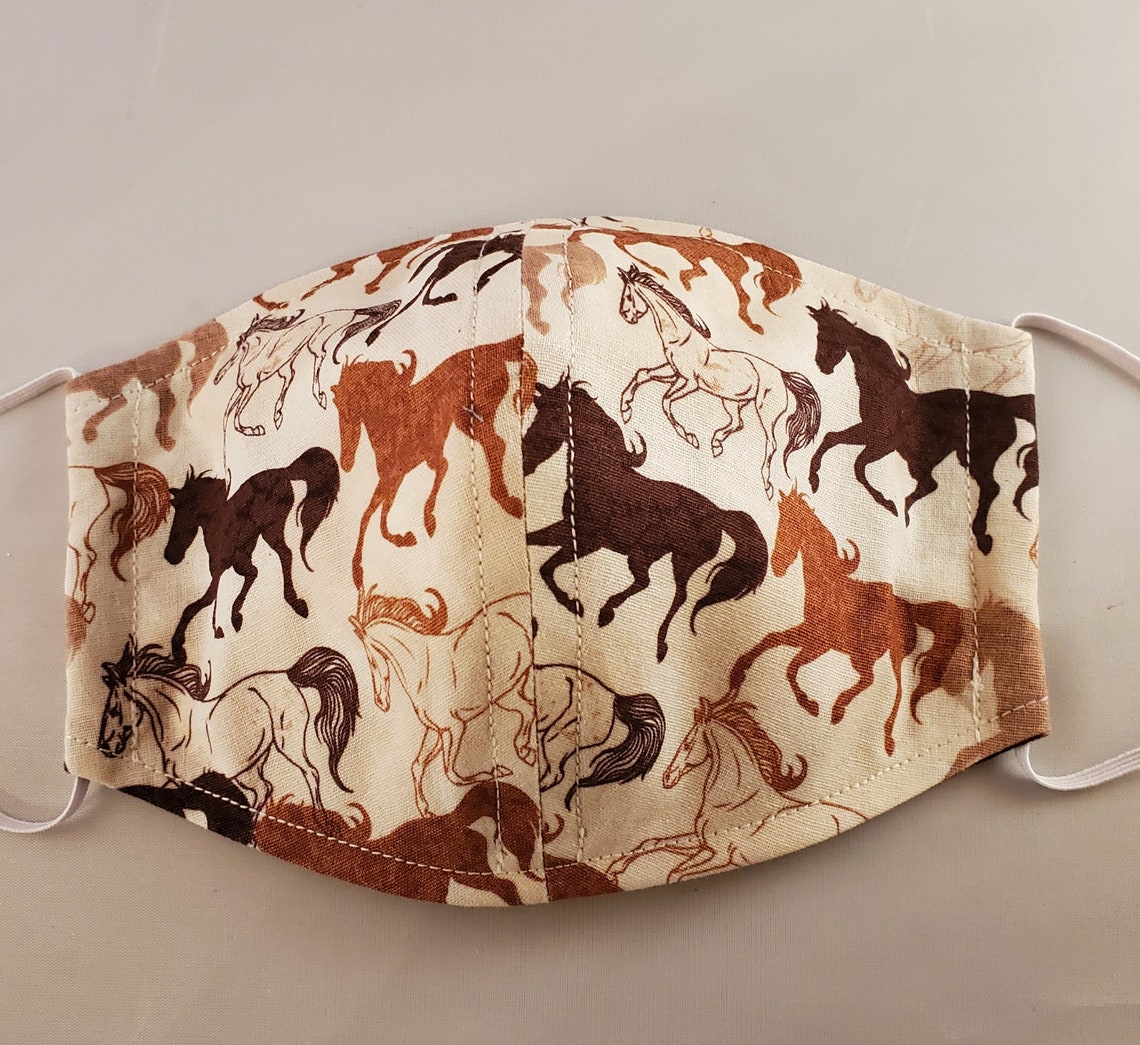Horse Print Cloth Face Maskhorse Theme Face Maskwild Etsy