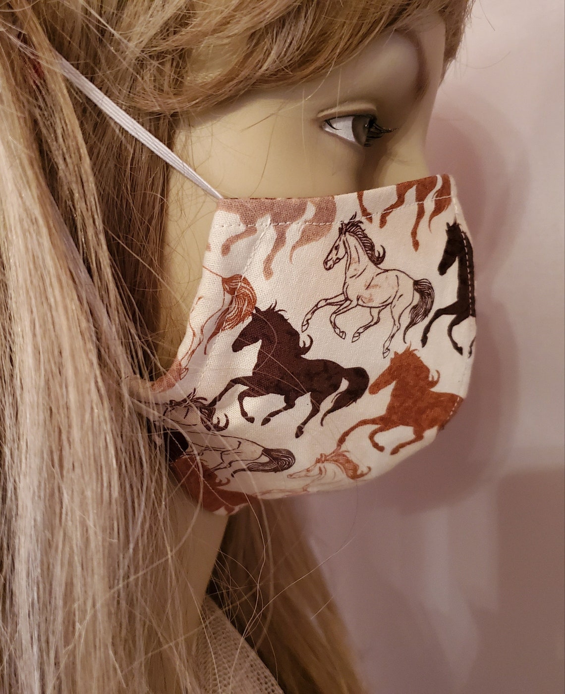 Horse Print Cloth Face Maskhorse Theme Face Maskwild Etsy
