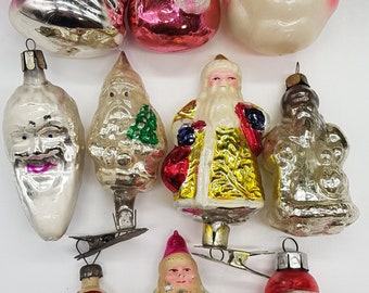 Santa Claus Father Frost Did Moros Antique Glass Christmas Ornaments Vintage