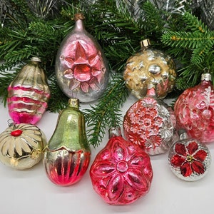 Flowers and Blooms Vintage Christmas Ornaments Antique Glass Decorations