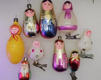 Pretty Babydolls Antique Glass Christmas Ornaments Vintage Decorations