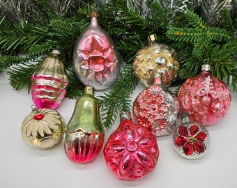 Flowers and Blooms Vintage Christmas Ornaments Antique Glass Decorations