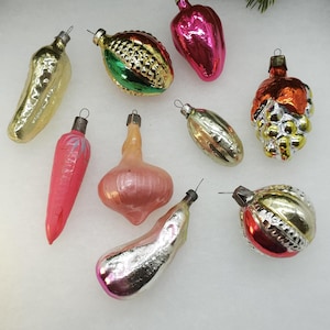 Veggies Ukrainian Baubles Antique Glass Christmas Ornaments Vintage Decorations