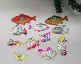 Fische Verschiedenartige Vintage Weihnachtsdekoration Dresden Pappornamente