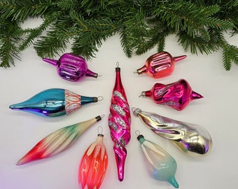 Beautiful Icicles Teardrops Vintage Christmas Ornament Antique Glass Decorations