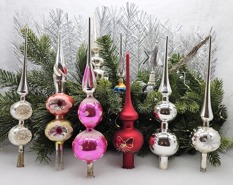 Large and Kitsch Vintage Christmas Toppers Antique Glass Decorations Ornaments image 1