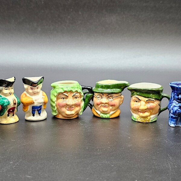 Vintage Miniature Toby Jugs x 10 Various Forms and Faces Fancies Fayre Pottery