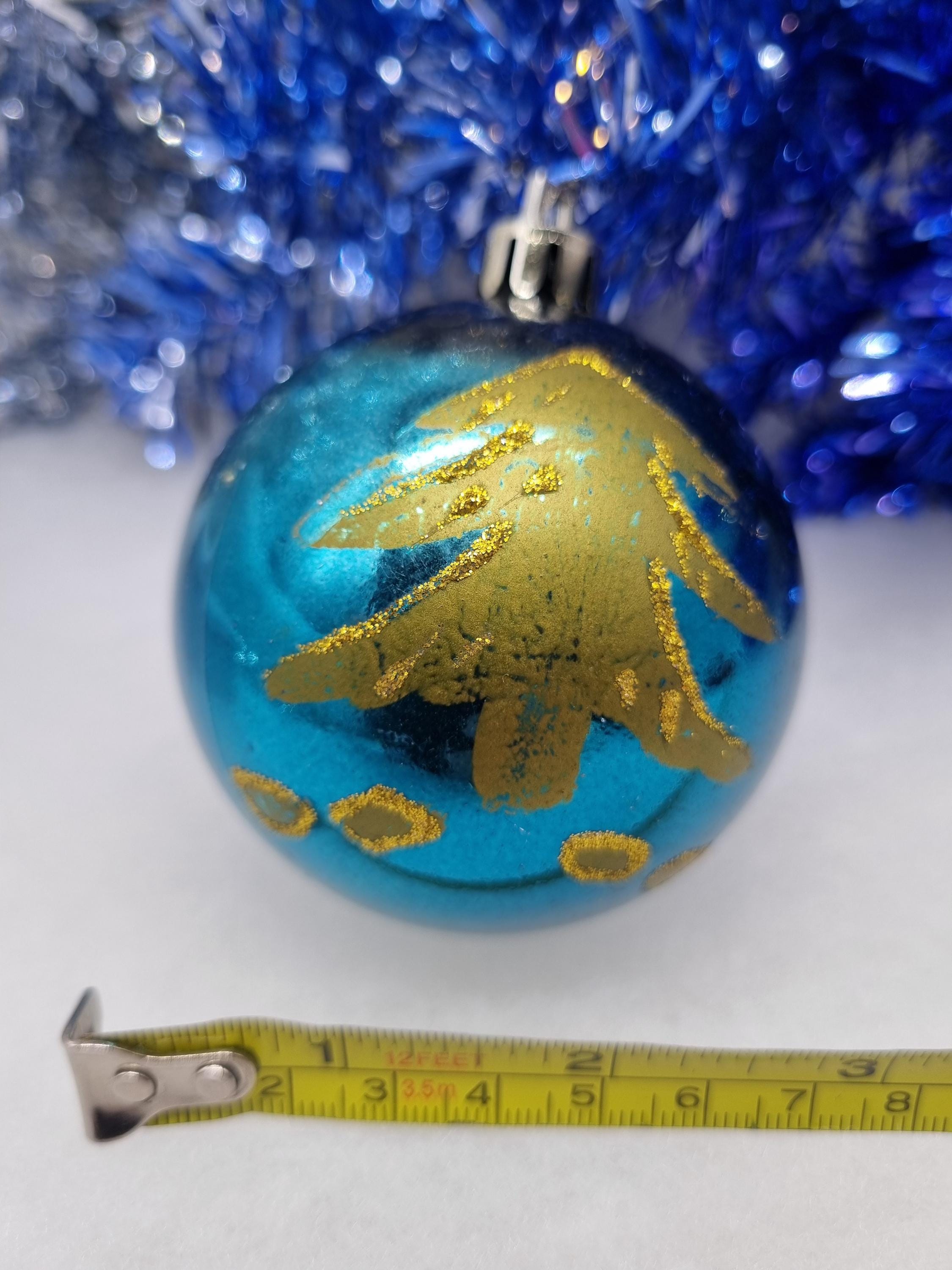 Ensemble De 45 Décorations De Noël Bleues Et Dorées - Boules Incassables (6 Cm Et 3 Cm) Avec étoiles Et Crochets - Pour Sapin Intérieur/extérieur - 11