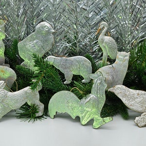 Wunderschöne Silberne Vintage Weihnachtsdekoration Antike folierte Pappornamente