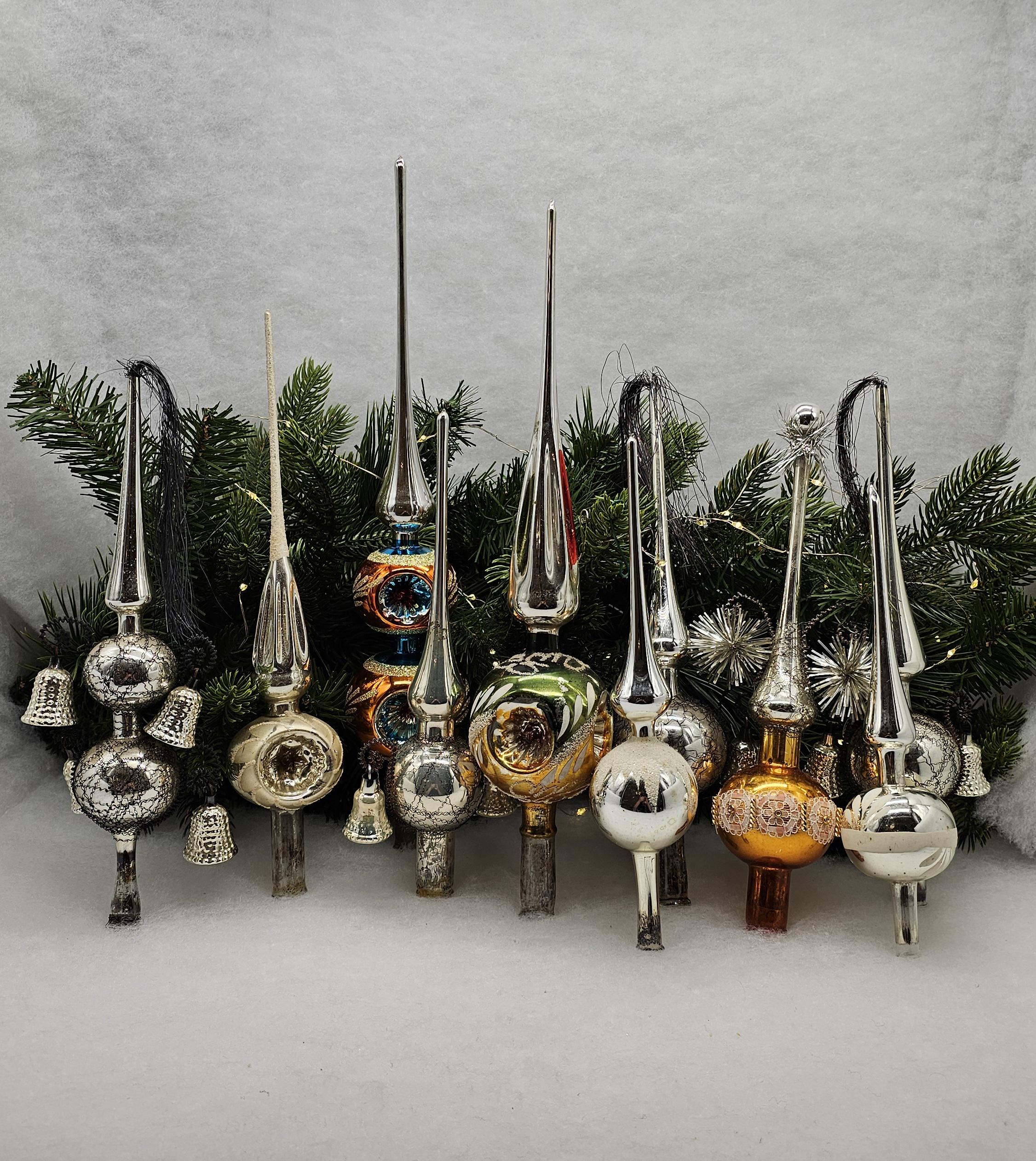 Vintage Silver Glass Christmas Tree Toppers: Antique Ornaments