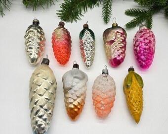 Beautiful Glass Cones Vintage Christmas Ornaments Antique Ukrainian Decorations