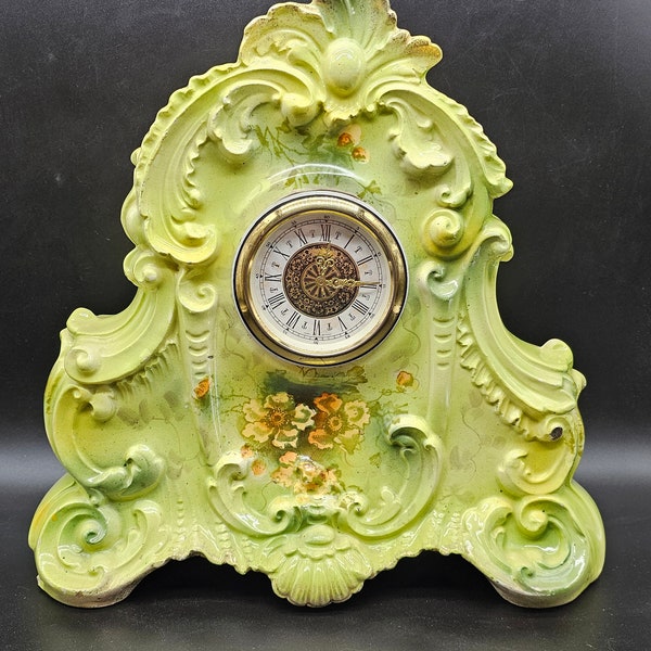 Vintage Porcelain Mantle Clock Ansonia? read description