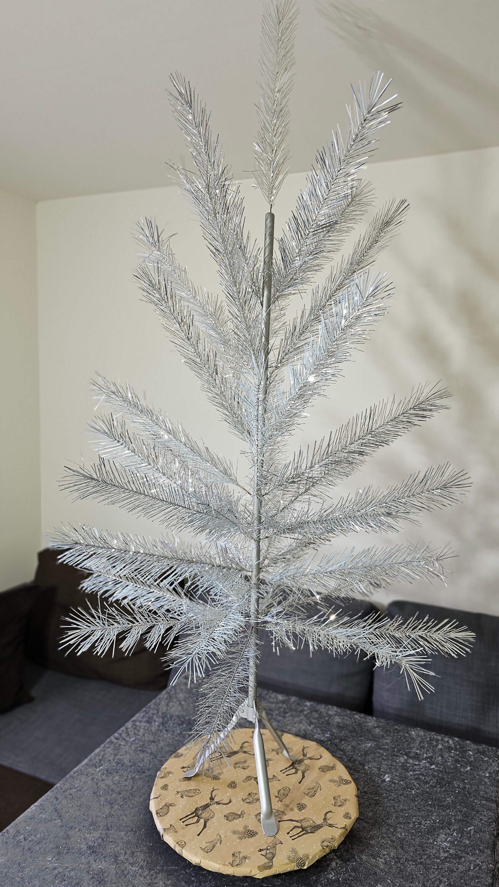 Vintage Silver Aluminium Christmas Tree Wood Framed Antique Etsy