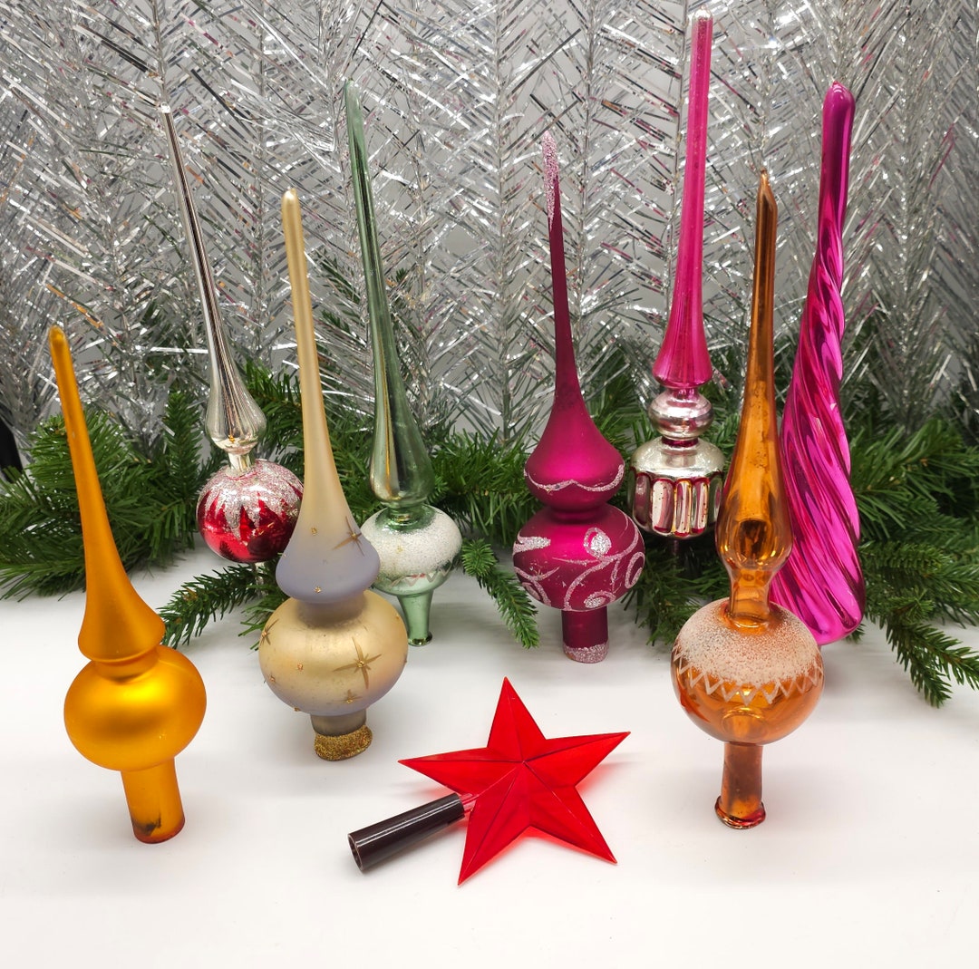 Shiny Vintage Christmas Toppers Antique Glass Decoration Unusual