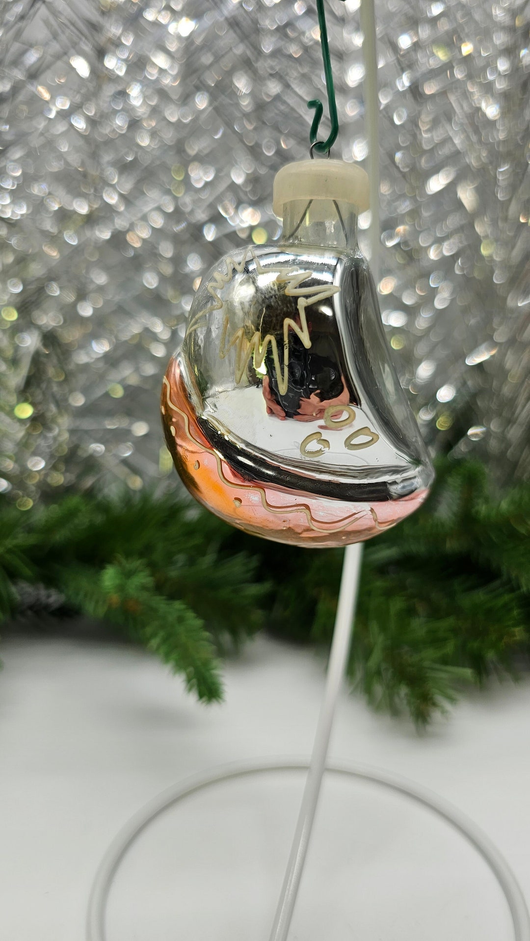 Vintage Boat Ship Yacht Christmas Decoration Glass Ornament Shiny