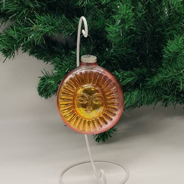 Antique Sun Face Disc Christmas Tree Decoration Thick Glass Ornament GIANT