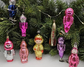 Space Era Vintage Christmas Ornaments Glass Antique Decorations Astronaut Unique