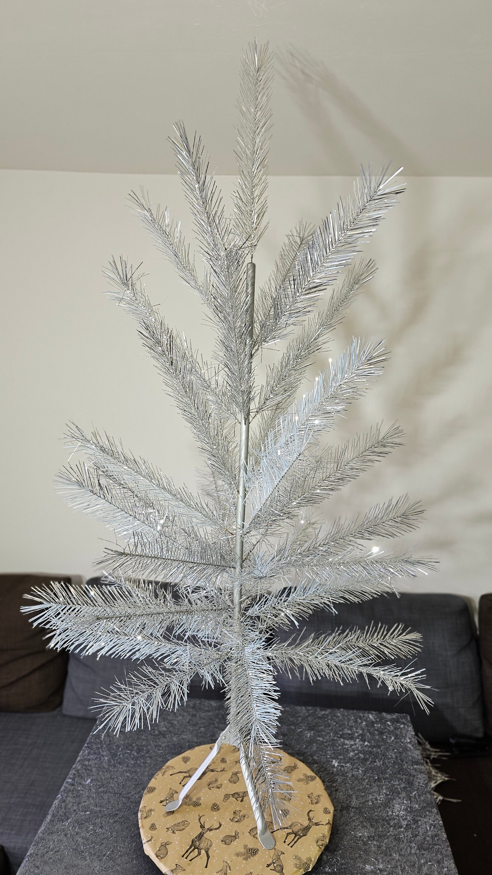 Vintage Silver Aluminium Christmas Tree Wood Framed Antique Etsy