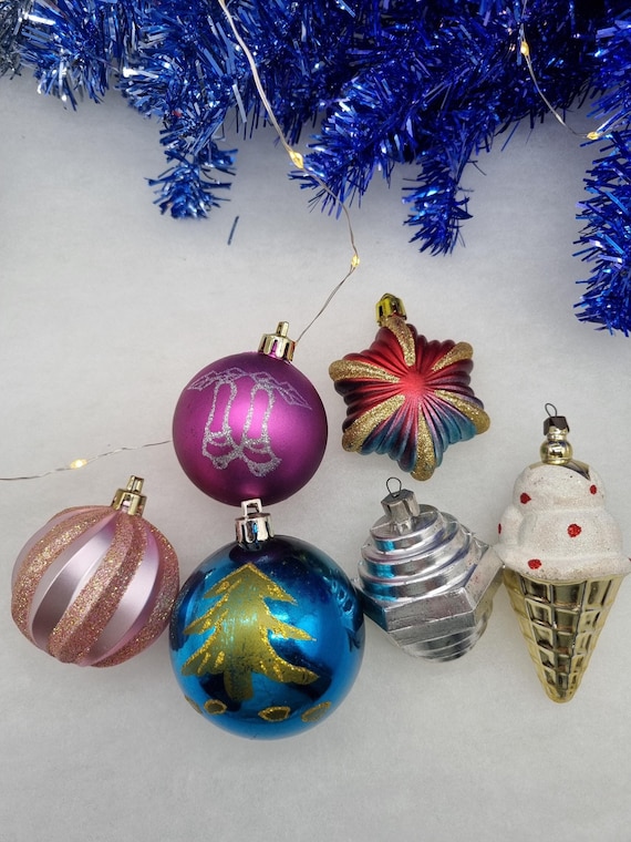 Ensemble De 45 Décorations De Noël Bleues Et Dorées - Boules Incassables (6 Cm Et 3 Cm) Avec étoiles Et Crochets - Pour Sapin Intérieur/extérieur - 7