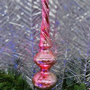 Beautiful Vintage Christmas Toppers Antique Glass Decoration Ukrainian Ornaments Pink Flame