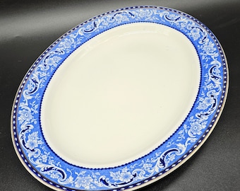 Plat plat plat ovale Leighton Alfred Meakin 30,5 cm (12 po.) plat bleu blanc