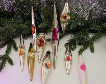 Stunning Icicles Concave Vintage Ornaments Glass Antique Unusual Decorations