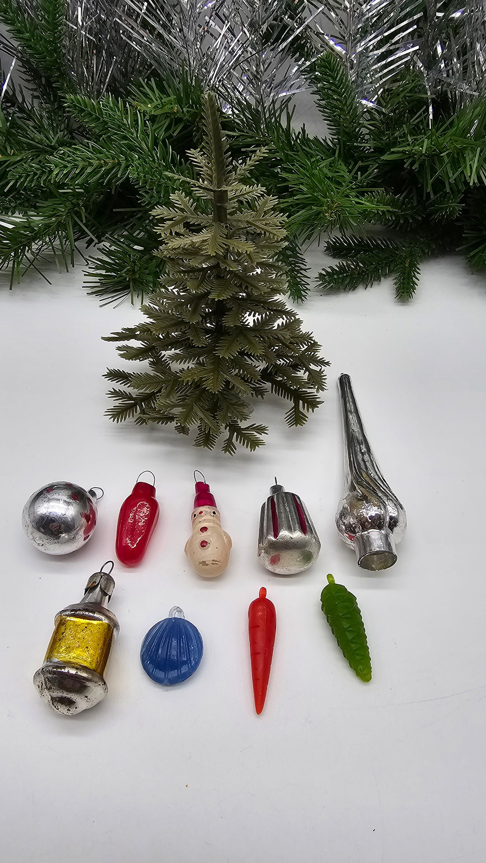 ヴィンテージミニクリスマスツリーオーナメント：アンティークガラス