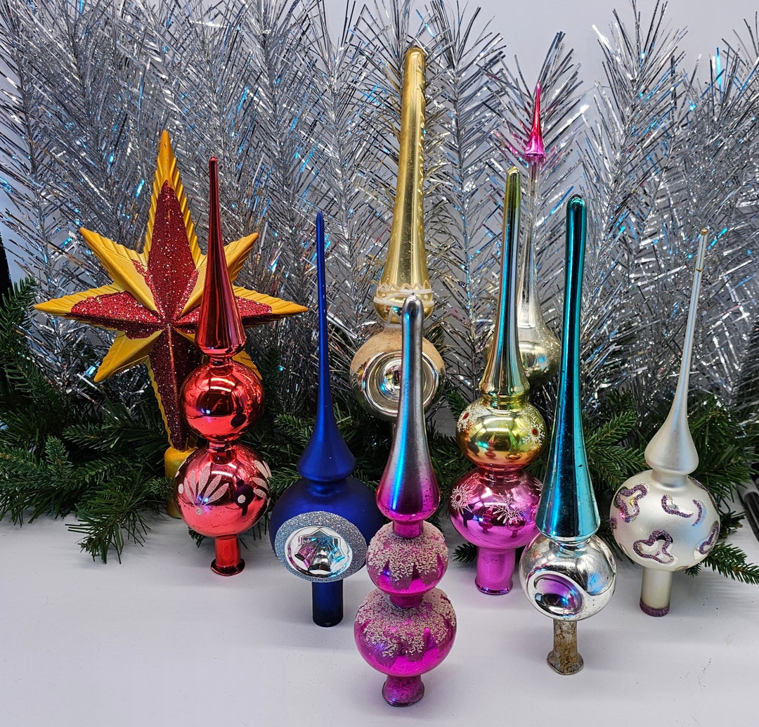 Beautiful Vintage Christmas Toppers Antique Decorations Glass Ornaments