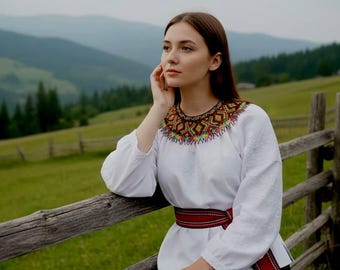 Ukrainian Beaded Necklace, Traditional Silyanka, Handmade Ethnic Jewelry