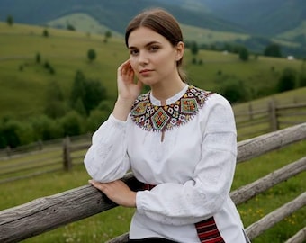 Handmade Ukrainian Beaded Necklace, Silyanka Ethnic Jewelry
