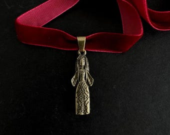 Motanka Doll Pendant Talisman Ukrainian Protective Amulet  Handmade  Miniature Slavic Traditional Charm Folk  Necklace