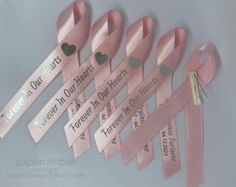 Personalised funeral,Ribbon Brooch,Funeral ribbon,Funeral Favor,Celebration of Life,loving memory,Printed Satin,Sympathy,Lapel Pin,Memorial