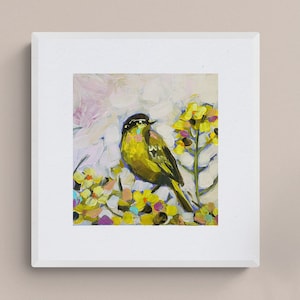 Pittura originale di uccelli su carta, pittura acrilica di animali, arte della fauna selvatica, pittura di uccelli Robin, uccello astratto colorato, arte di piccoli uccelli