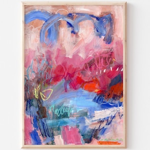 Original abstract painting on paper made with acrylic paint, loose abstract painting, affordable small wall art for home or office decor