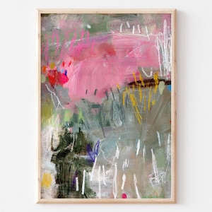 Original abstract painting on paper made with acrylic paint, loose abstract painting, affordable small wall art for home or office decor