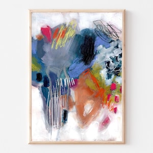 Dipinto astratto originale su carta realizzato con pittura acrilica, dipinto astratto sciolto, piccola opera d'arte murale conveniente per l'arredamento della casa o dell'ufficio