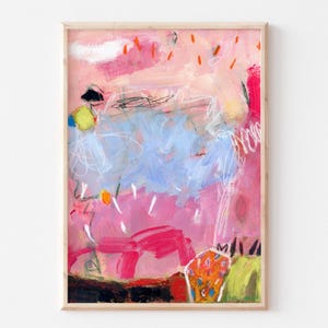Original abstract painting on paper made with acrylic paint, loose abstract painting, affordable small wall art for home or office decor