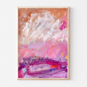 Original abstract painting on paper made with acrylic paint, loose abstract painting, affordable small wall art for home or office decor