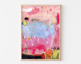 Original abstract painting on paper made with acrylic paint, loose abstract painting, affordable small wall art for home or office decor