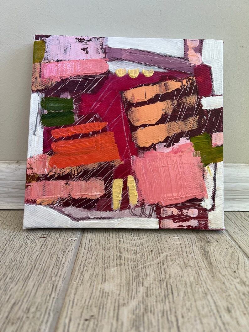 Small Original Abstract Painting on Canvas, Modern Artwork, 20x20cm