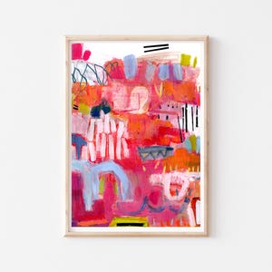 Original abstract painting on paper made with acrylic paint, loose abstract painting, affordable small wall art for home or office decor