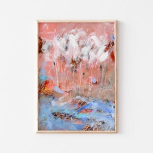 Original abstract painting on paper made with acrylic paint, loose abstract painting, affordable small wall art for home or office decor
