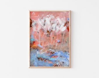 Original abstract painting on paper made with acrylic paint, loose abstract painting, affordable small wall art for home or office decor