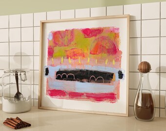 Square Abstract Art Print: Bold Kitchen Wall Decor (Digital Download)
