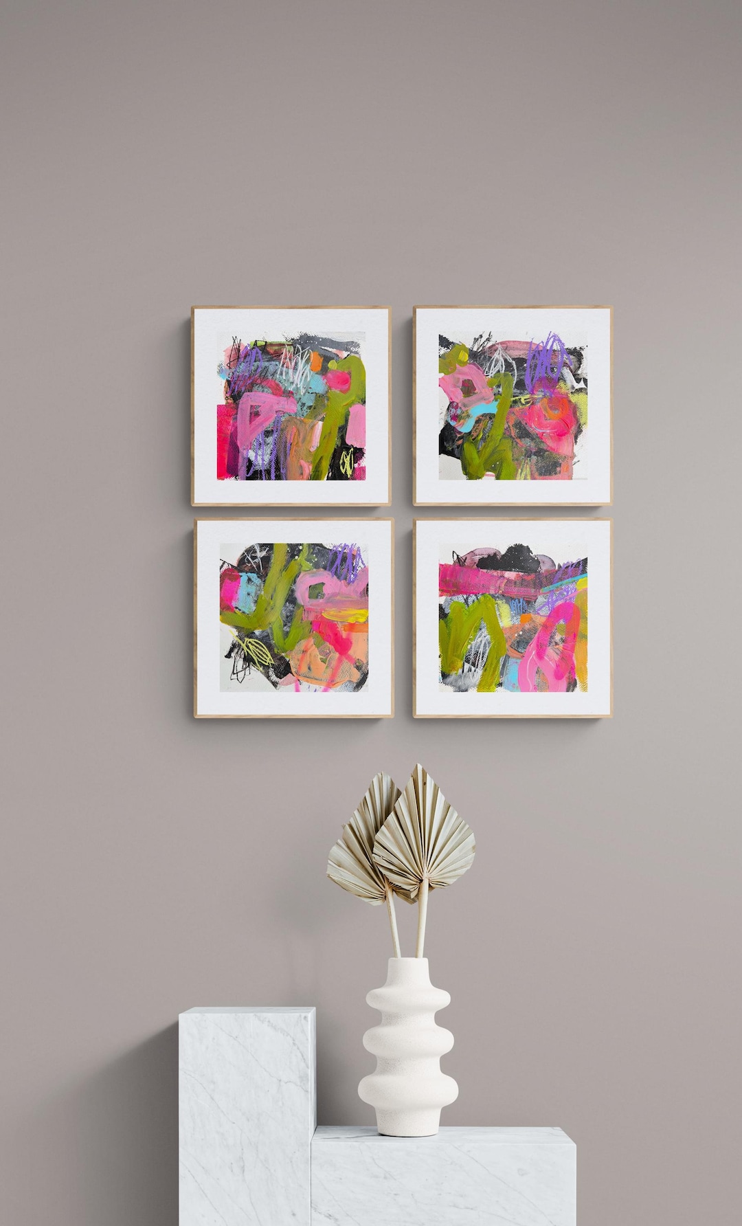 Small Mini Original Abstract Paintings on Paper, Painting Set, Colorful ...