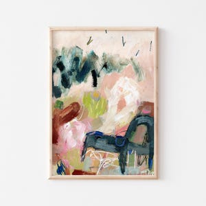 Original abstract painting on paper made with acrylic paint, loose abstract painting, affordable small wall art for home or office decor