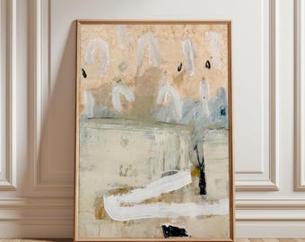 Beige Abstract Painting: Modern Japandi Wall Art (Digital Download)