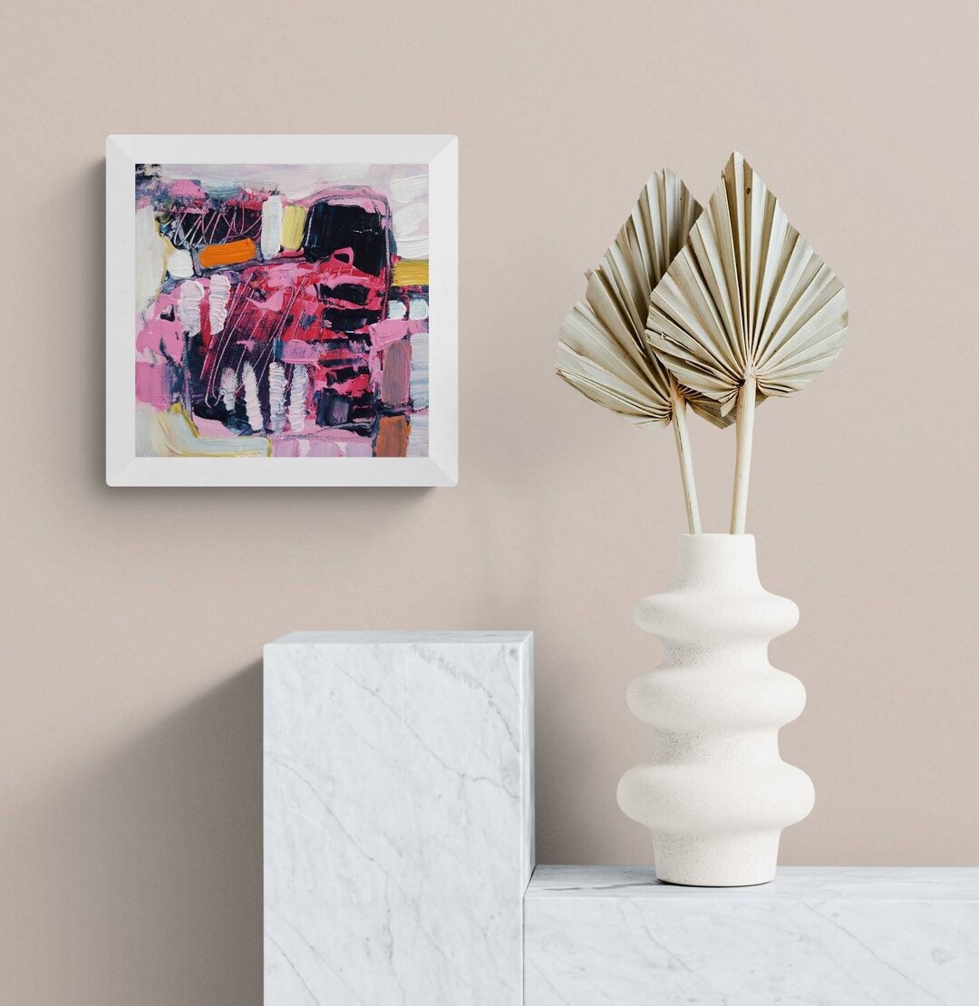 Small Original Abstract Painting on Canvas, Modern Artwork, 20x20cm, Affordable Small Wall Art ...