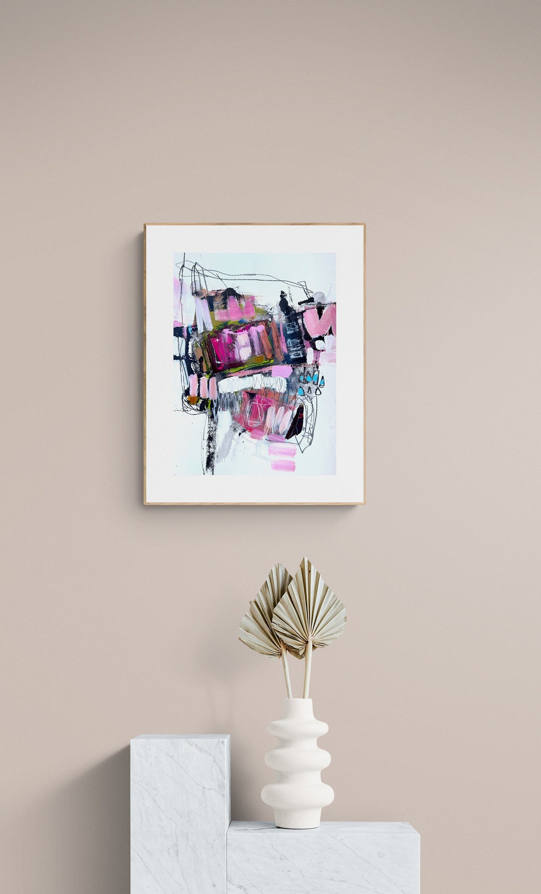 Small Original Abstract Painting on Paper Made With Acrylic Paint and