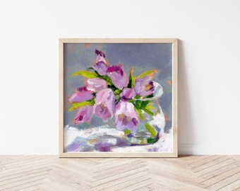 Digital download modern tulip printable, abstract still life, printable floral, modern abstract download, instant download  square wall art